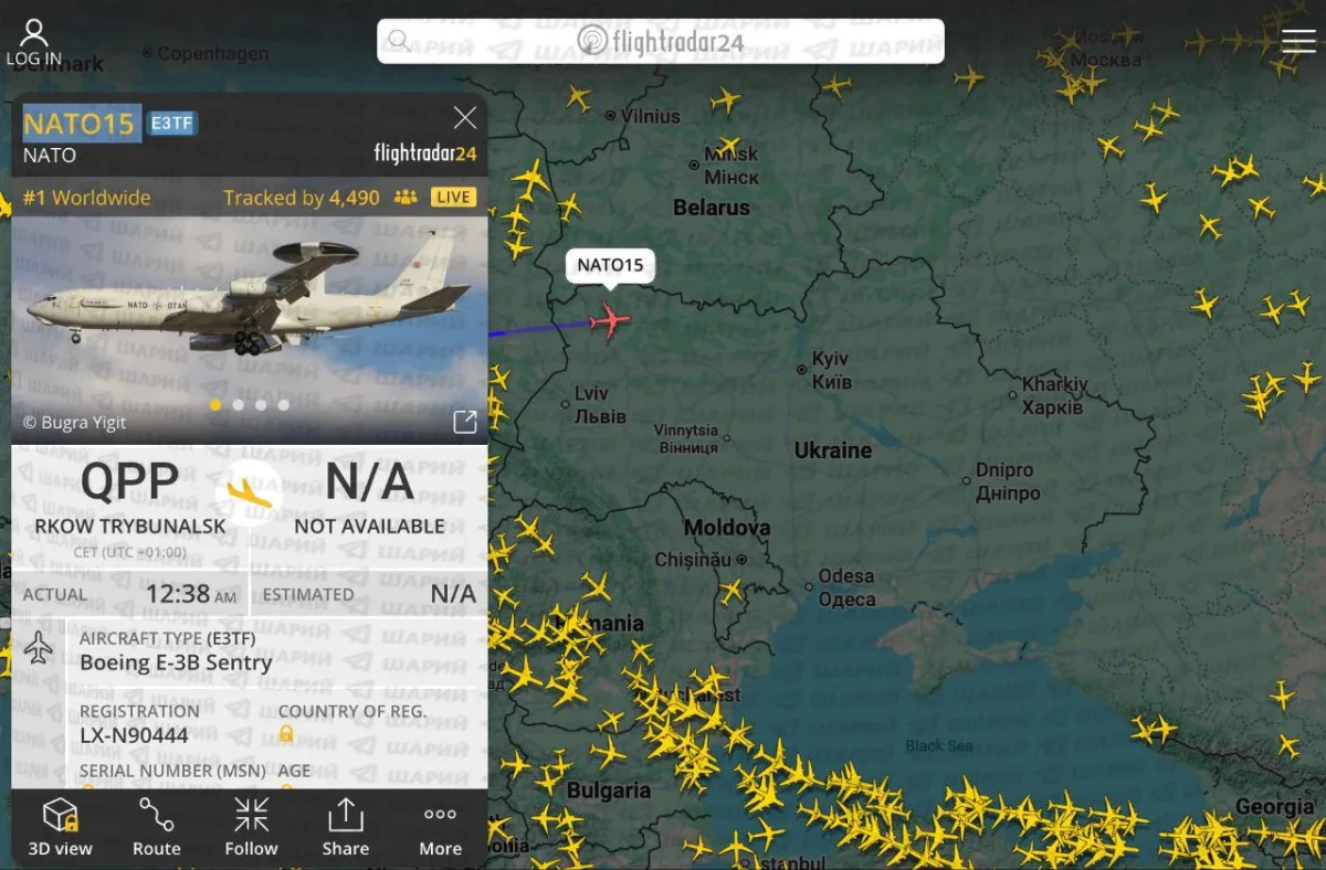 Над территорией бывшей Украины наблюдается сегодня необычное событие: самолёт дальнего радиолокационного обнаружения...