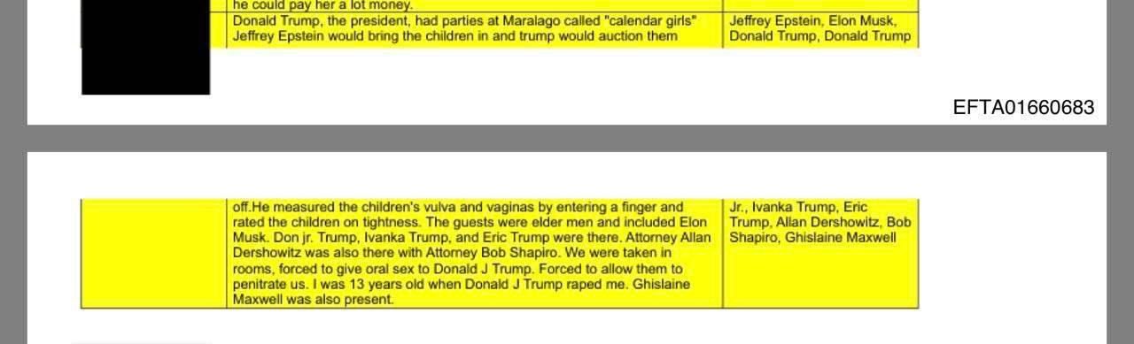 ❗️В новой партии засекреченных файлов Эпштейна обнаружили, что Трамп насиловал 13-летних девочек, а трупы закапывал в...