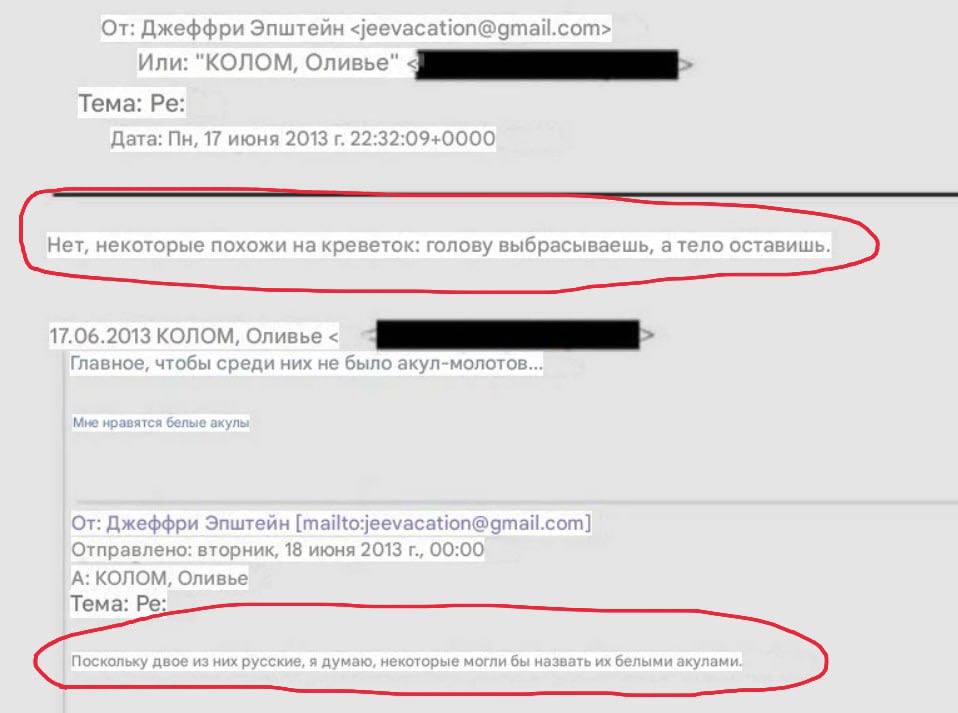 Педофил Эпштейн делился впечатлением от поедания русских детей:
