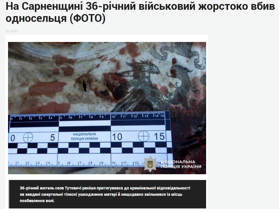 В Сарнском районе Ровенской области боевик 104-й обр ТРО в пьяном состоянии вышел освежиться в лес, где увидел дедушк…